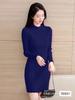 Estilo Transfronterizo Otoño e Invierno Nuevo Punto de Largo Medio Suéter Versátil Coreano para Mujer Punto Delgado de Manga Larga Vestido Cubre Caderas