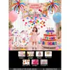Decoración de Cumpleaños con Tablero KT de Hello Kitty, Set de Lluvia de Globos para Niños Bebés de 4 Años, Decoración de Escena de Fiesta de Gato KT de 5 Años