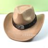 Sombrero bombín al por mayor de AliExpress sombrero vaquero occidental sombrero de jazz Xizang sombrero de fieltro hebilla de cinturón con cabeza de vaca sombrero de montar sombrero para el sol