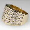 Anillo de Lujo Ligero de Circonia de Tres Filas Completamente Incrustado con Diamantes para Mujer, Anillo de Dedo Índice Moderno y Versátil con un Estilo Minimalista de Alta Gama