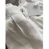 Vibe Elegante e Relaxada, Linho Branco Protetor Solar, Caimento Solto, Calça de Cintura Alta Wide Leg Comprida
