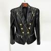 Em Estoque 2026 Nova Moda Europeia e Americana para Celebridades Zíper Decorativo Blazer de Couro Dupla Face Slim Fit