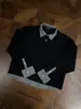 Sudadera Camisa de Manga Larga a Cuadros Patchwork Falsa de Dos Piezas con Cuello de Solapa Estilo Old Money para Hombre, Resistente a las Arrugas, Tacto de Alta Gama, Resistente, Camiseta de Hombro Regular