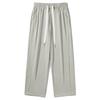 Pantalones de Pierna Ancha Drapeados de Seda de Hielo a la Moda para Hombre Verano 2025 Frescos Transpirables Sueltos Rectos de Gama Alta Grises Casuales Largos