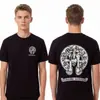 Marca de moda Comercio transfronterizo Mismo estilo Auténtico Ch Cro Croix Estampado de Cruz en el Frente y la Espalda Corte holgado Camiseta de manga corta para hombre y mujer