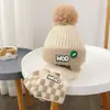 Gorro Cálido para Niños Otoño e Invierno Estilo Coreano Rombo Tejido de Lana para Niños Suéter con Forro Polar para Niñas Gorro con Protección para las Orejas de Bebé