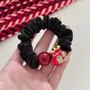 Lazo Rojo de Cabello de Caballo Nuevo Año Elástico Banda de Goma Simple Cuerda para el Cabello de Niña Accesorio Elegante para Moño