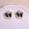 Botões Estampados Fofos de Desenho Animado Botões de Flor de Ameixa Acessórios de Cabelo Feitos à Mão DIY Presilha Patch Acessórios para Corrente de Celular Joias
