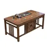Novo conjunto de mesa de chá e cadeiras estilo chinês, tudo em madeira maciça, para escritório, casa, varanda, apartamento pequeno, mesa integrada para preparo de chá