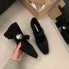 Zapatos planos Mary Jane forrados de vellón Zapatos de noche Invierno 2024 Zapatos Mao Mao Ropa exterior para mujer Suela suave Cómodos Zapatos de frijol Modernos