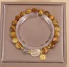 Pulsera de Cristal Dorado Natural Piedra Lunar Cristal Pulsera de Ojo de Tigre que Traga Oro Hilo de la Fortuna para Novia Regalo