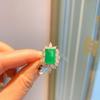 Anel Feminino Simples da Moda Micro Diamante Quadrado Grande Esmeralda Zircônia Anel Simulação Cor Paraíba Joia