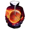 Moletom com capuz casual masculino 3D estampado com padrão de basquete de chamas e raios, venda direta do fabricante, fornecimento para comércio exterior