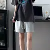 Shorts deportivos de verano para mujer, pantalones finos de cintura alta estilo americano de longitud media, sueltos rectos casuales de ajuste slim de algodón puro con pierna ancha