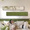 Pintura decorativa para sala de estar de estilo vintage francés con textura, pintura para colgar en la pared de fondo de sofá estilo mediados de siglo, mural combinado de franjas horizontales