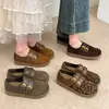 Zapatos de mujer estilo Birkenstock de ante retro con puntera dividida, nueva colección otoño 2026, planos, versátiles, zapatos planos casuales Mary Jane