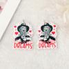 Pendientes, collar y llavero de acrílico de doble cara con diseño de terror de Halloween.
