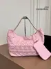 Bolsa tote com padrão de losangos vintage, luxo leve, grande capacidade, com alça de corrente metálica, bolsa tote versátil para ombro e sob o braço