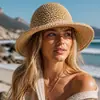 Sombrero de Paja Estilo Retro Francés Transfronterizo, Sombrero de Sol de Verano para Mujer, Estilo Hepburn, Sombrero de Sol a la Moda y Versátil