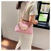 Bolso cruzado de hombro popular con cierre de clip, textura para cena de chica, color sólido, bolso de mano, bolsa casual al por mayor