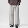 Calça moletom reta com cordão estilo high street americano para homens, coleção outono 2026, cor sólida, simples, relaxada, calça casual de perna larga