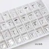 Rhinestones para Uñas Flor de Hielo Blanca Cristal Dongzhou, Rhinestones Ovalados y Cuadrados con Base de Punta, Rhinestones Deslumbrantes de Hielo Triturado, Rhinestones Portátiles para Uñas