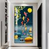Pintura decorativa de entrada pasillo pasillo vertical moderno simple lujo ligero pintura colgante puerta derecha sala de estar mural de fantasía
