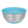 Tazón de ensalada de acero inoxidable con base de silicona, tazón mezclador engrosado, tazón de ensalada, tazón mezclador para hornear con escala