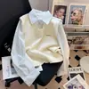 Suéter Falso de Duas Peças Novo Primavera/Outono 2026 Feminino Curto Estilo College Tricô Colete Patchwork Macio Grudento Versátil Top