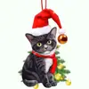 Adornos Planos Acrílicos Navideños Transfronterizos Decoraciones Creativas Lindas de Mascotas Gato Coche Colgantes para Árbol de Navidad