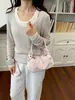 Otoño/Invierno 2026 Nuevo Estampado Bolso Cruzado de un Hombro de Mano Estilo Coreano Moda Personalidad Versátil Estilo de Nicho Flor Pequeño Bolso Cuadrado