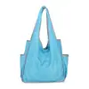 Bolsa de compras plegable ecológica, poliéster, gran capacidad, color liso, bolsa de mano ecológica, bolsa portátil para la compra para supermercados, plegable