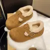 Sapatos Birkenstock Pelúcia Feijão Sola Grossa Retrô Feminino Inverno 2026 Estilo Coreano Novos Sapatos de Algodão Pelo Slip-on Quentes