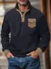 Camisa Polo de Treinamento Masculina para Comércio Exterior Transfronteiriço, Lã Polar, Gola Vertical, Meio Botão, Manga Longa, Bolso Tático, Tampa Flip