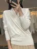 Suéter de punto de lana con cuello cruzado para mujer, con un elegante cuello superpuesto, suave y elegante, adecuado para otoño e invierno, estilo jersey, top de lana