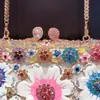 2021 Esmalte Colorido Margaridinha Gotejamento de Óleo Diamante Bolsa de Jantar Comércio Exterior Bolsa de Maquiagem Totalmente Diamantada Bolsa de Mão com Flores Nova Bolsa Feminina