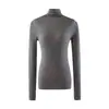 Camiseta Base de Lana Fina Yangzi para Mujer, Manga Larga Otoño/Invierno, Cuello Alto, Ropa Interior, Color Sólido, Versátil, Sin Costuras