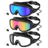 Gafas de natación para adultos con marco grande electrochapado transfronterizo personalizadas para hombres y mujeres, impermeables antivaho de alta definición con tapones para los oídos integrados