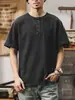 Camiseta de Manga Larga Vintage Pesada Estilo Americano para Hombre, Nuevo Modelo Primavera y Otoño 2026, Marca de Moda, Camiseta Lavada con Aspecto Desgastado, Estilo Henley de Chico Duro