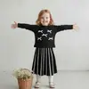 Meninas 2025 Manga Longa Renda Novo Estilo Primavera e Outono Infantil Camiseta Base com Renda na Manga Top para Bebê