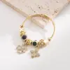 Pulseira Hemingway Jewelry Panjia Dora de Aço Inoxidável Dourado com Pingente de Trevo de Quatro Folhas de Liga Metálica Doce e Elegante