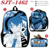 Mochila de Estudiante Periférica de Chainsaw Man Mochila de Tres Piezas Bolso de Hombro Estuche para Lápices Traje de Estudio