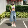 Jeans Cropped Rectos de Cintura Alta Lavados Sueltos Tridimensionales con Textura de Bambú Estilo Americano Nuevo Verano 2026 para Mujer