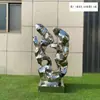 Escultura de Acero Inoxidable Piedra Taihu, Rocalla Metálica, Piedra Laminada, Guijarros, Superficie Espejo, Adorno Abstracto para Fuente de Agua al Aire Libre