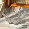 Tigela de Vidro Embossada em Formato de Pétala para Sobremesa para Uso Doméstico, Alto Valor Estético, Tigela Transparente para Sorvete, Ninho de Pássaro, Sopa Doce, Sorvete e Frutas