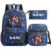 Kit novo de 3 peças de jogo de anime rei para Meninos Meninas crianças mochila escolar mochila de viagem Bolsa de Ombro Estojo