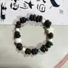 Pulseira de grãos de café autênticos na série de cores Maillard, joia de contas de madeira de alta estética, design exclusivo, acessório perfumado em formato de cabaça.