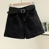 Shorts Jeans Branco Feminino Verão Estilo ins Nova Chegada Cintura Alta Emagrecimento Versátil Barra Dobrada Linha A Perna Larga Calça Tendência