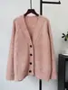 Suéter abrigo largo de punto casual retro holgado adelgazante de otoño e invierno 2026 nuevo cárdigan de punto versátil con cuello en V para mujer