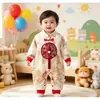 Nuevo Mono Floral Estilo Tang para Primavera y Otoño para Bebés, Conjunto de una Pieza Unisex, Traje de Gateo Estilo Chino para Primer Mes y Niños de Un Año